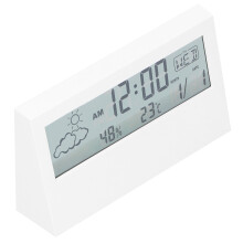 Multifunction Digital Alarm Clock with Temperature & Humidity Display, White, 133x73x32mm
