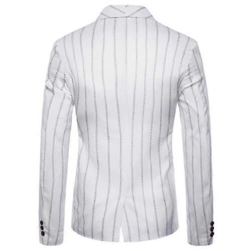 (XL,white)Men's striped suit jacket premium design 2
