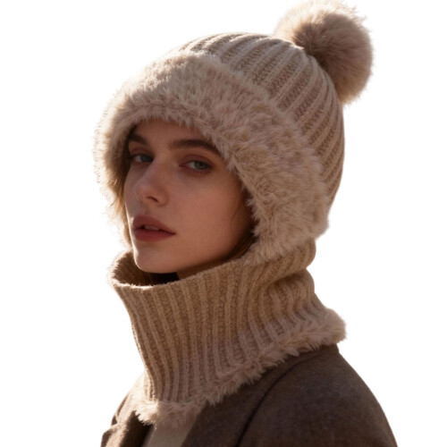 Unisex Thick Insulate Hat Warm Lined for Cold Weather-Khaki
