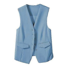 (2XL,blue)Women Suit Waistcoat Single-breasted V Neck Sleeveless Decorative Pockets Cardigan Solid Color Formal Business