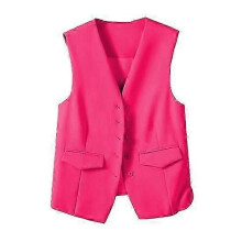 (S,rose red)Women Suit Waistcoat Single-breasted V Neck Sleeveless Decorative Pockets Cardigan Solid Color Formal Business