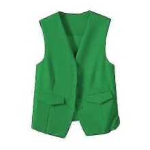 (XL,green)Women Suit Waistcoat Single-breasted V Neck Sleeveless Decorative Pockets Cardigan Solid Color Formal Business