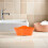 Orange Plastic Emesis Basin for Home Use with Non-Slip Grip 2