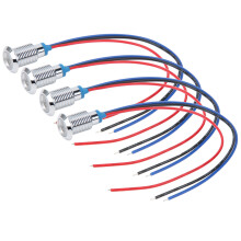 Industrial Waterproof Metal 10mm Round LED Indicators 4 Sets 1224V Red Blue