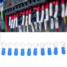 1000Pcs Brass Cold Pressed O Type RV2-5 Blue Insulated Crimp Terminals