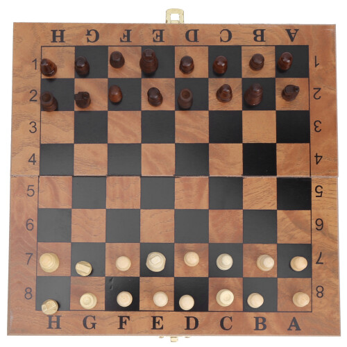 Multi-Game Wooden Board: Chess Checkers Storage Box with Chessmen 40 cm 2