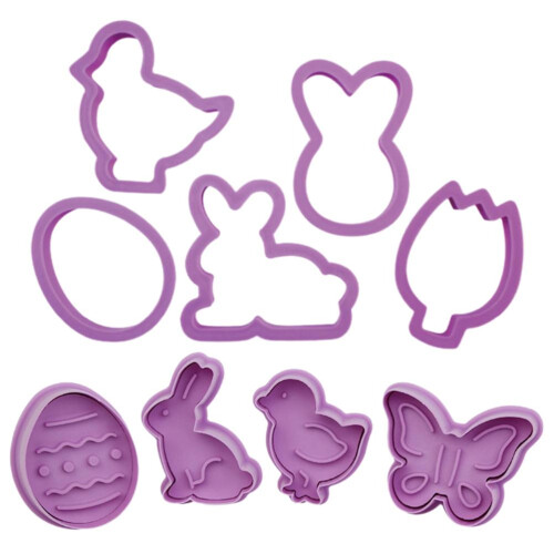 9PCS Plastic Bunny Biscuit Cutter Set | Easter DIY Baking Tool Purple 1