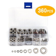 360pcs Stainless Steel Flat Washers Set M2-M10, Assorted Sizes, Storage Box