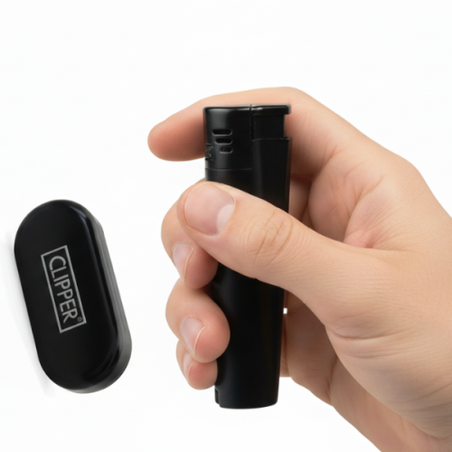 Clipper Clipper Matt Black Jet Flame Metal Lighter