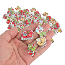 200pcs Christmas Wooden Buttons Mix, 40L/25mm Snowflake Snowman Elk Accessories