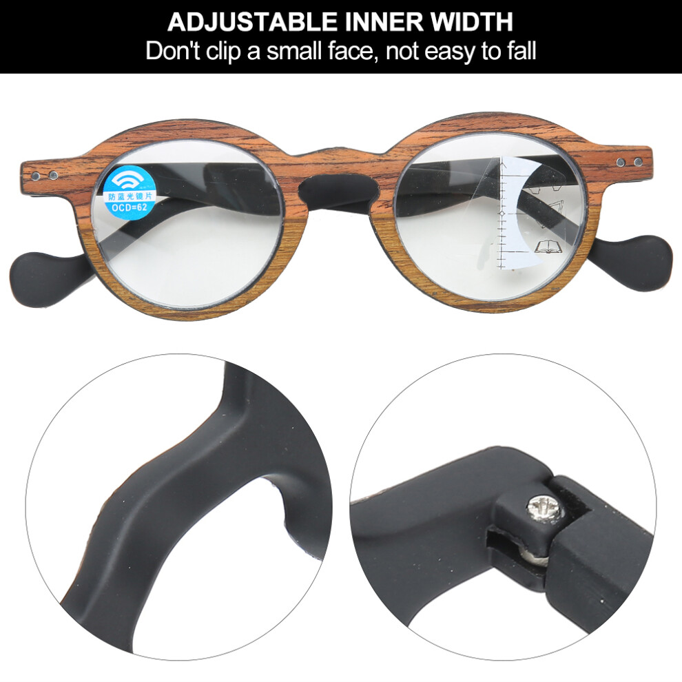 Blue/Light Unisex Multifocal Progressive Reading Glasses +300 Block