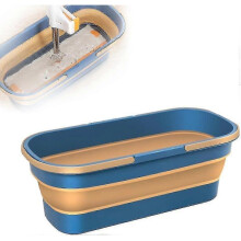 (Blue) Large Flat Mop Cleaning Bucket, Large Flat Mop Floor Mop Large Foldable Portable Mop Bucket