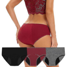 (L) 3pcs Menstrual Panties, Menstrual Panties Abundant Flow Menstrual Panties, Women Water Absorbent Without Leakage Physiological Underwear - PJ