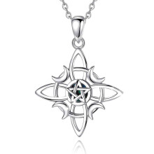 Schutzamulett-Anhänger mit dreifachem Mondgöttinnen-Symbol, keltische Knotenkette, 925er Sterlingsilber, hypoallergener Schmuck, anlaufbeständig,