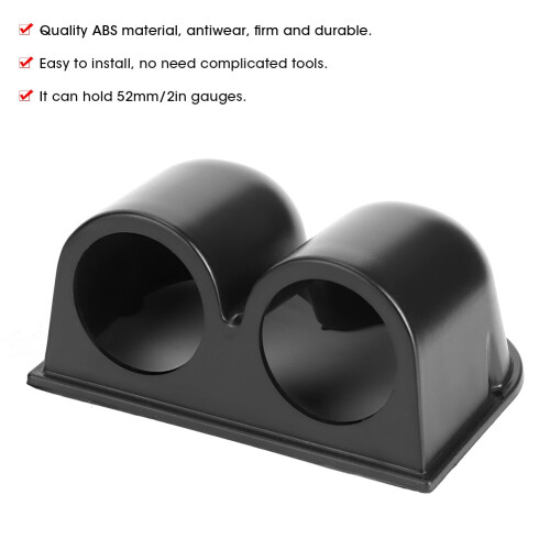 52mm ABS 2-Hole Gauge Mount Holder Car Dash Accessory Black 2
