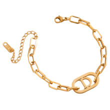 Bracelet trèfle plaqué or 18 carats pour femme, bracelet porte-bonheur ajustable à quatre feuilles avec breloque coquillage, bijou en acier titane
