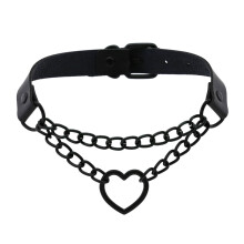 Collier ras-de-cou punk pour femme, chaîne décorative style rétro vintage, anneau en forme de cœur, maille cubaine, longueur ajustable, collier