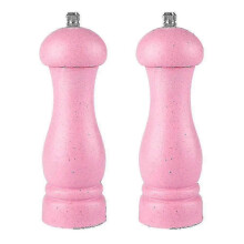 (pink box) High Quality Oak Wood Salt And Pepper Grinder Adjustable Coarseness And Refillable - Pjun