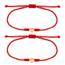 Braccialetto a cuore con cordino rosso per lui e per lei, materiale di alta qualità realizzato con dettagli in oro 14 carati, artigianato di