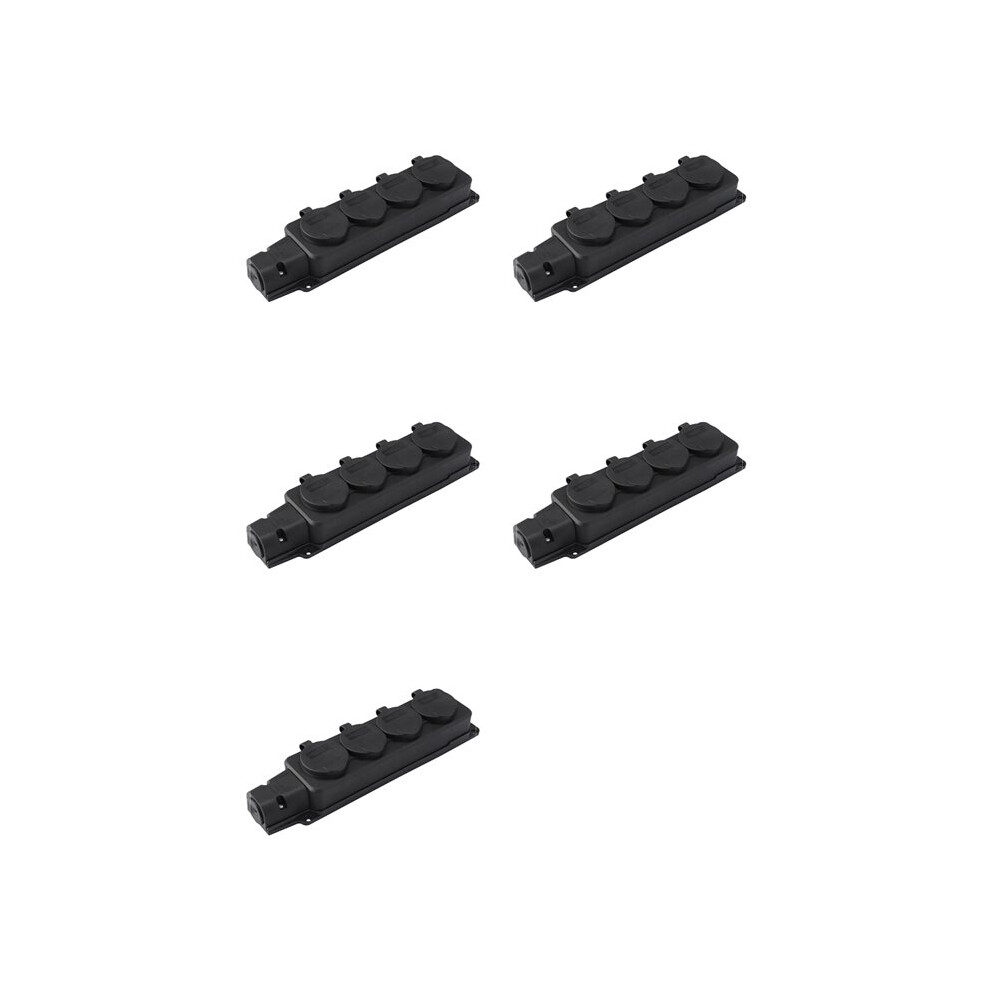 5X European Standard German Plug Plate With Cover Ip54 Waterproof Socket Plug Plate 4 Position Rubber Plug Plate 4711409612126