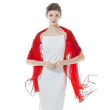 (Red) Shawlswrapsforwomenweddingevening Partybride Bridesmaid Lightweight Silky Solid Scarves Summer Sheer Large Bikini Cover Up