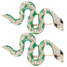 2Pcs Snake Brooch Alloy Animal Pin for Women Men, 40x32mm Stylish Badge