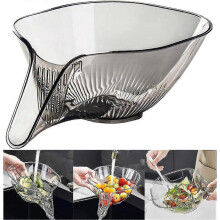 Drain Basket Multi-Functional Plastic Draining Bowl,Washing Vegetable Fruit Salad (Grey) - RIpj
