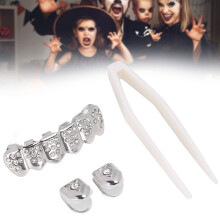 Gold-Plated Metal Teeth Brace Set for Halloween Costume Jewelry