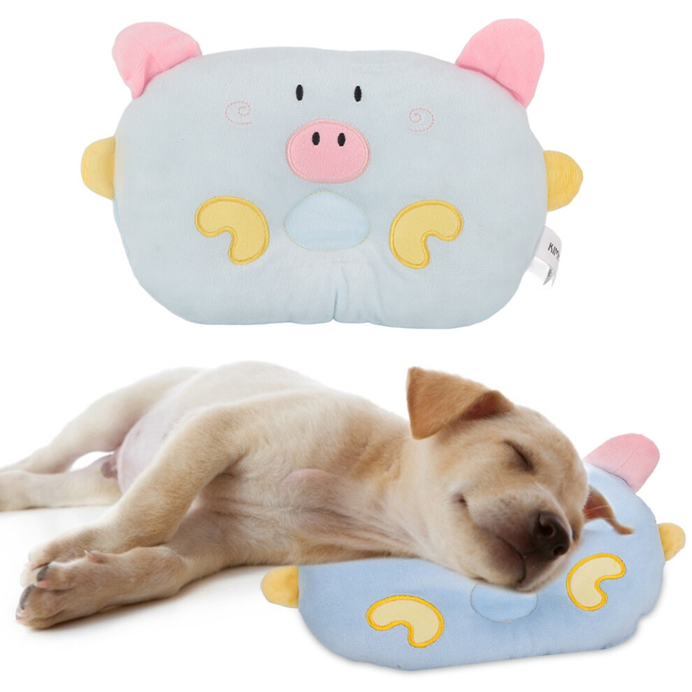 Sleep Support Pig Animal Pillow For Pets Cervical Care Durable Fabric Blue