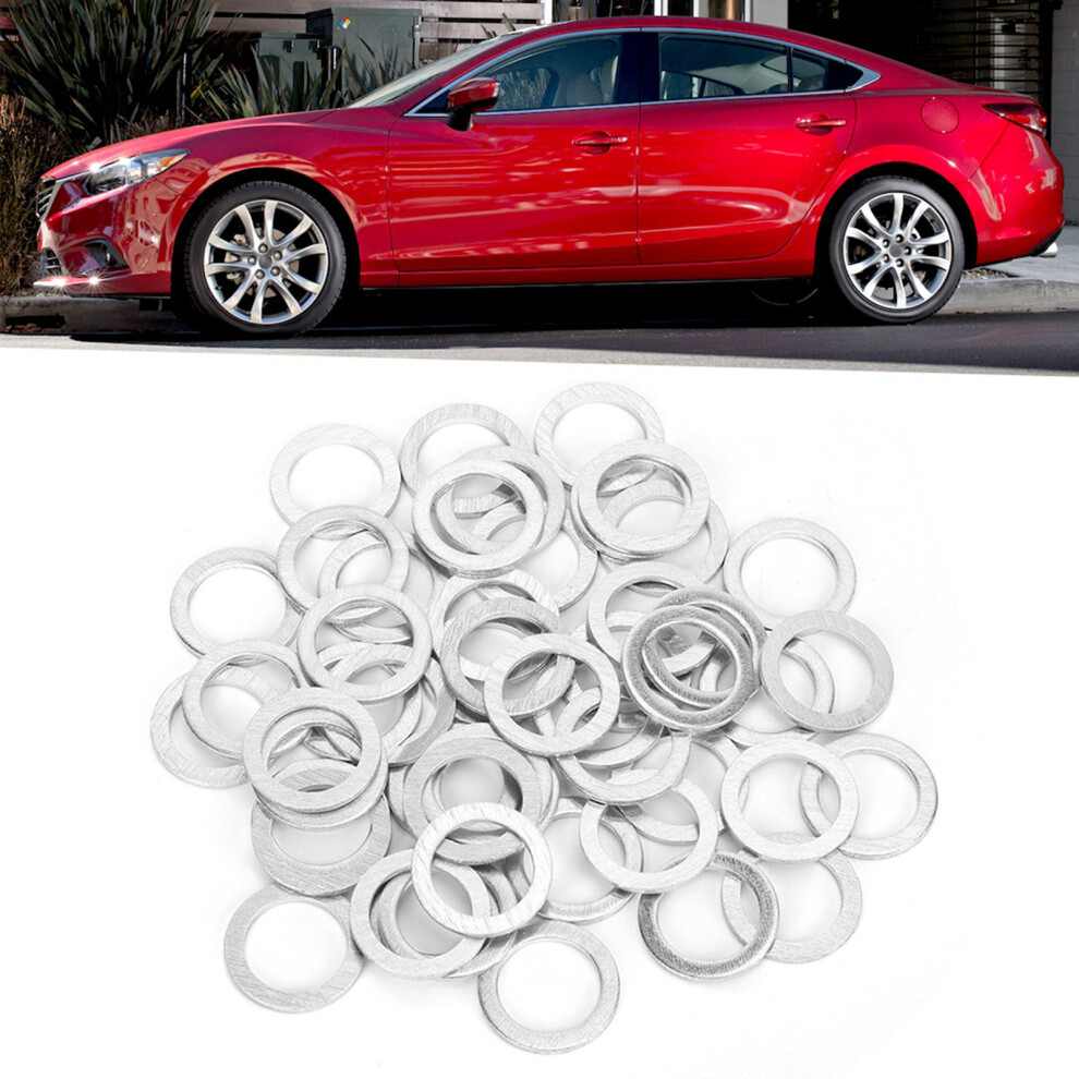 50Pcs Aluminum Oil Drain Plug Washers Gaskets For Mazda 14Mm 20Mm 4221392454479