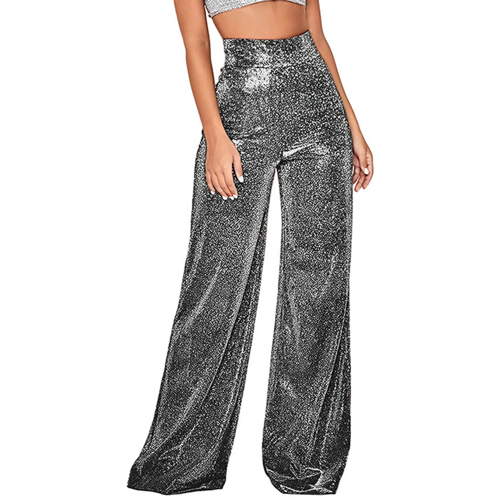 Women's Sexy High Waist Wide Leg Palazzo-graphite color S