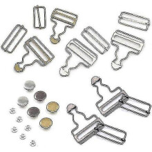 6 Sets Overall Buckles, Metal Suspender Buckles, 38mm Overalls Suspenders Dungaree Buckles And Buttons for Bib Pants - RIpj