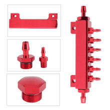 Universal 6 Port Vacuum Intake Manifold Kit Aluminium Alloy 140x45mm