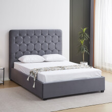Madison 4ft6 Double Ottoman Fabric Bed Grey Velvet