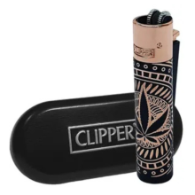 Rose Gold Black Leaf Design Jet Flame Lighter