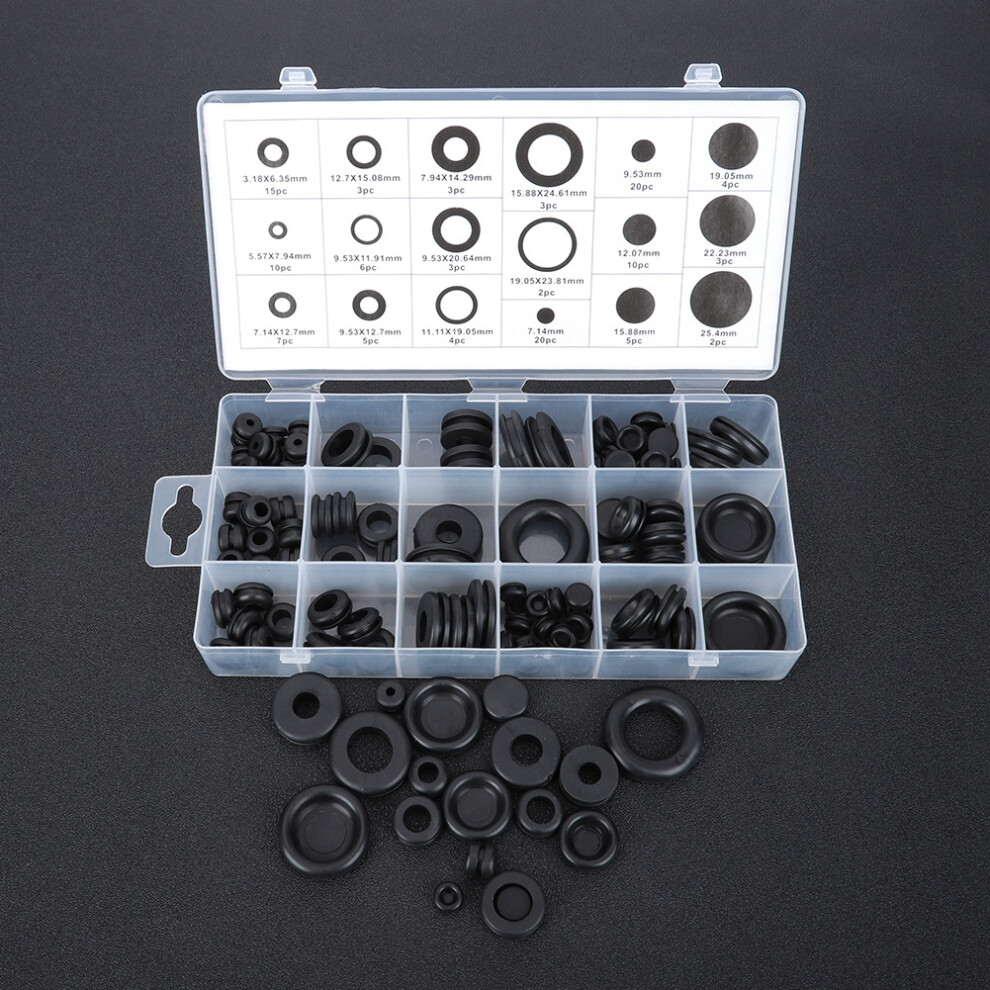 125Pcs Rubber Grommet Assortment Kit For Electrical Wires, Various Sizes 7661392461485