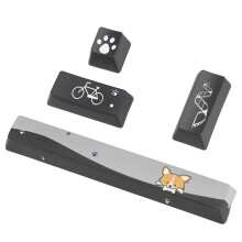 DIY Mini Black Dogs Pattern Keycaps Set for Mechanical Keyboard, 4 Pcs