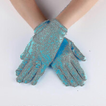 (blue) Womens Elegant Opera Short Satin Gloves Classic Banquet Party Wedding Gloves