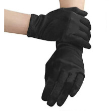 (black) Womens Elegant Opera Short Satin Gloves Classic Banquet Party Wedding Gloves