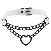 Modieuze choker voor dames, legering hartring, Cubaanse schakelketting, verstelbare chokerlengte, vintage retro stijl ketting met kettingdecoratie,