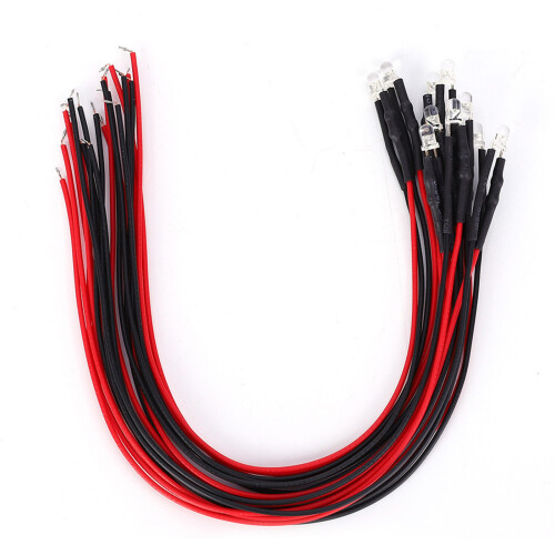 50PCS LED Beads 12V Round Head 3mm Wired Efficient Bright Straight Plug Lights 2