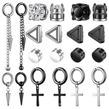 Dingle Charms Huggie-øredobber, punk hiphop rock gotisk stil magnetiske bøyle-øredobber for menn og kvinner, avtakbare dingler med 316L rustfritt