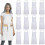 (White) 12 Pack Plain Bib Aprons With 2 Pockets - Black Unisex Commercial Apron Bulk A 1