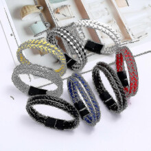 (Brown) Men's Trend Vintage Braided Double Circle Bracelet Simple Fashion Imitation Leather Bracelet Bracelet - Pjun