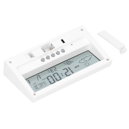 White Digital Alarm Clock: Multi-Function Display