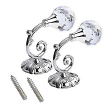 (style01) Mardi Gras 2024 2x Large Metal Crystal Glass Curtain Holdback Wall Tie Back Hanger Holder - Ri