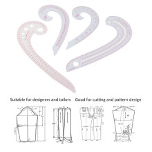 Multifunction Sewing Ruler 4Pcs Curve & Comma Yardstick for Dressmaking & Craft