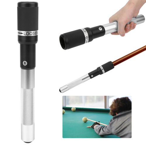Adjustable Cue Extender 30.5cm Silver Billiard Pool Stick Telescopic