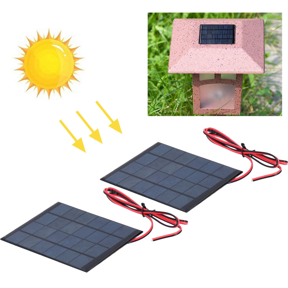 Solar Power Module 2Pcs Mini Epoxy Panel 6V 2W With 100Cm Cable For Diy 8731392191305