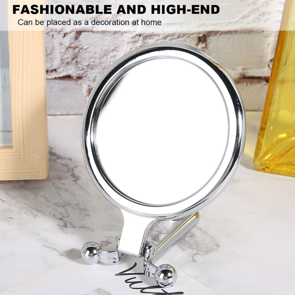 Silver 5X Magnifying Folding Cosmetic Mirror - 7.5Cm Diameter